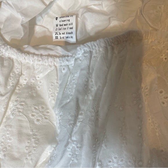 NEW WHITE EYELET LACE OPEN BACK HIGH-WAISTED MAXI DRESS Size S 4-6 - Picture 9 of 10